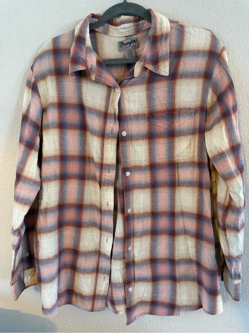 Wrangler(L)  womens Cream & Rust Plaid Button-Up Shirt